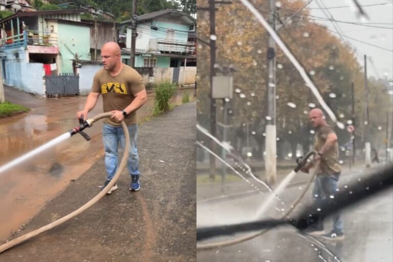 Campos do Jordão Enfrenta Alagamentos e o Prefeito Se Junta à Equipe da Prefeitura para Limpeza das Ruas