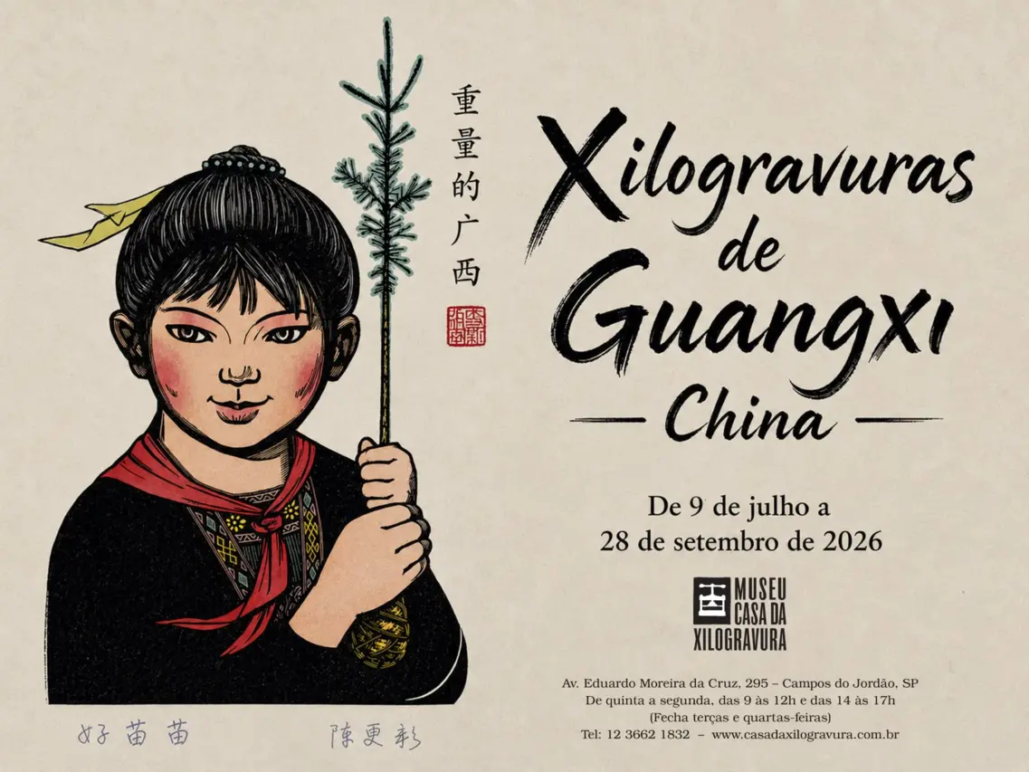 Casa da Xilogravura recebe exposição com obras de artistas chineses em Campos do Jordão