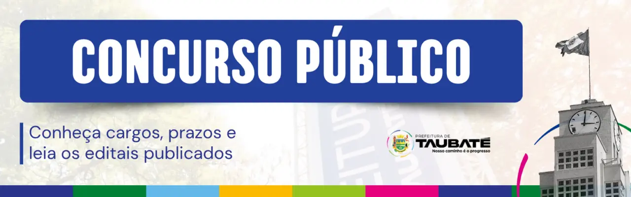 Arte oficial dos concursos públicos 2026 da Prefeitura de Taubaté