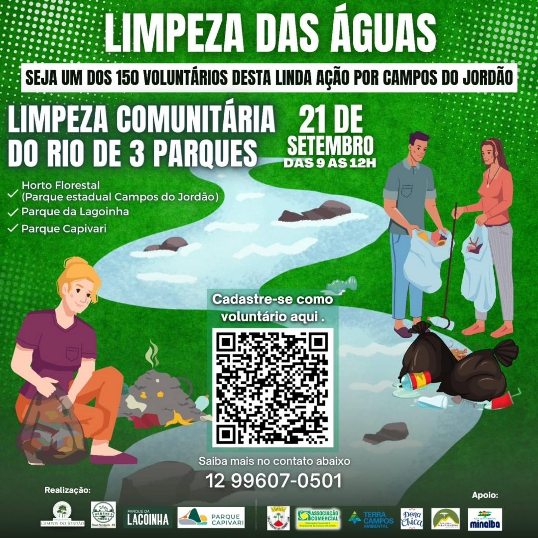 Parques de Campos do Jordão Promovem Limpeza da Margem de Rio e Implantação de Ecobarreiras