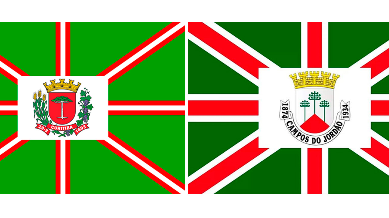 O Brasão e a Bandeira de Curitiba e de Campos do Jordão
