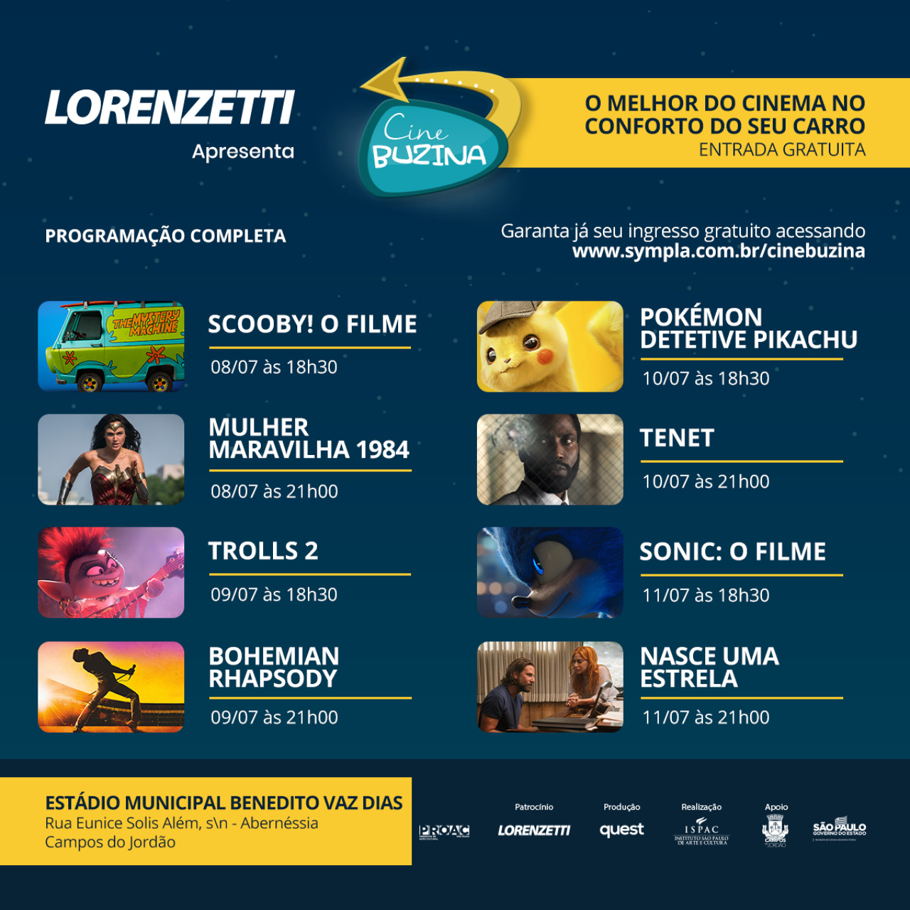 Campos do Jordão recebe Drive-in gratuito do “Cine Buzina”