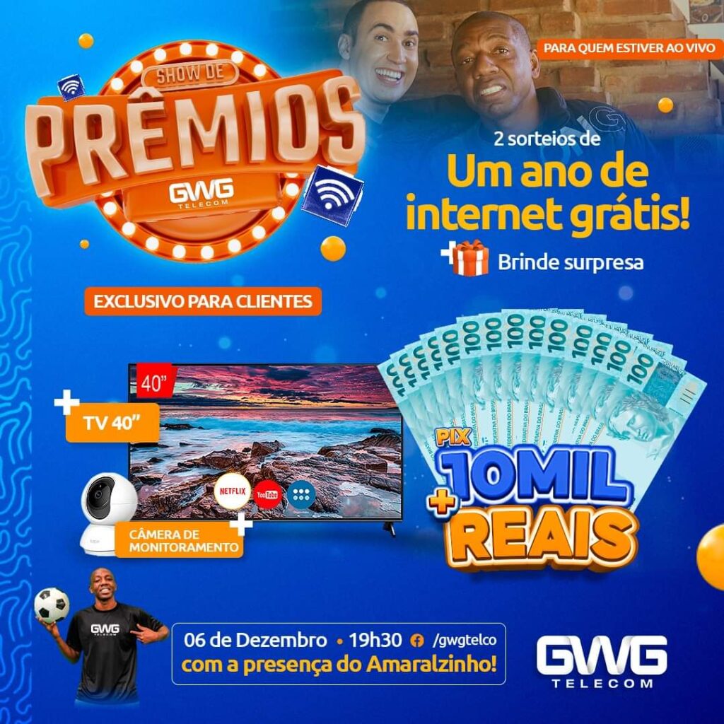 GWG Internet Fibra Ótica Traz Show de Prêmios em Campos do Jordão e Irá Sortear 1 Pix de 10 mil Reais