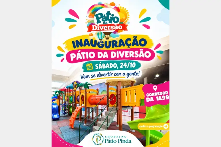 Pátio Pinda inaugura espaço infantil gratuito neste sábado, 24