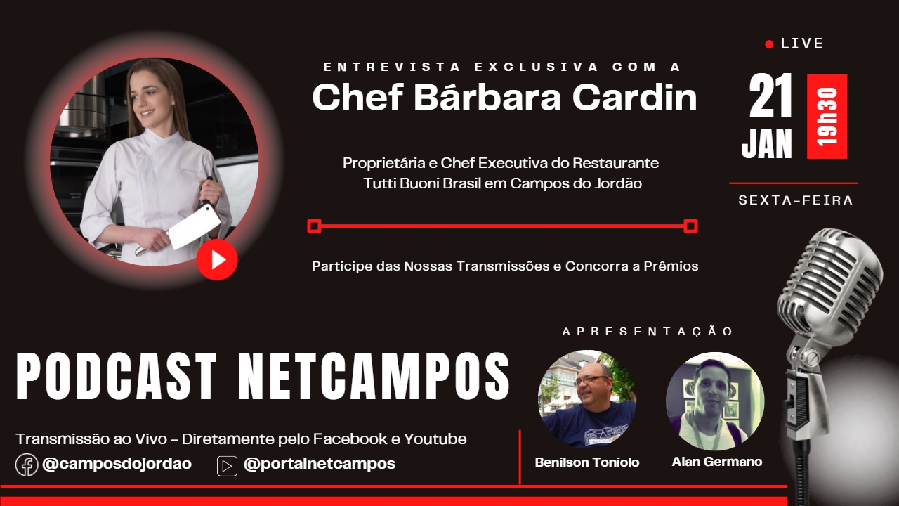 Chef Bárbara Cardin será a entrevistada no Podcast NetCampos na próxima Sexta(21)