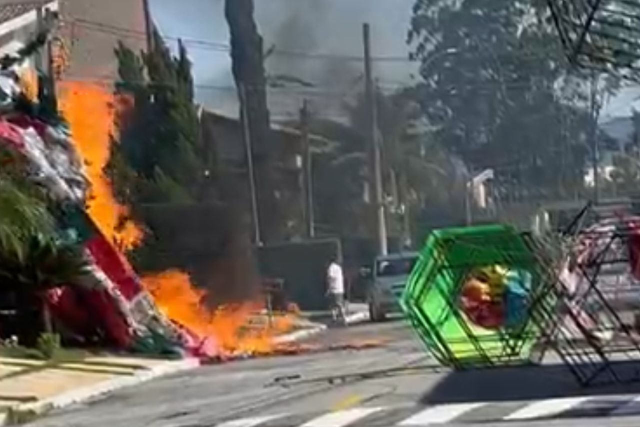 Crime ambiental: balão cai em condomínio e pega fogo em Taubaté