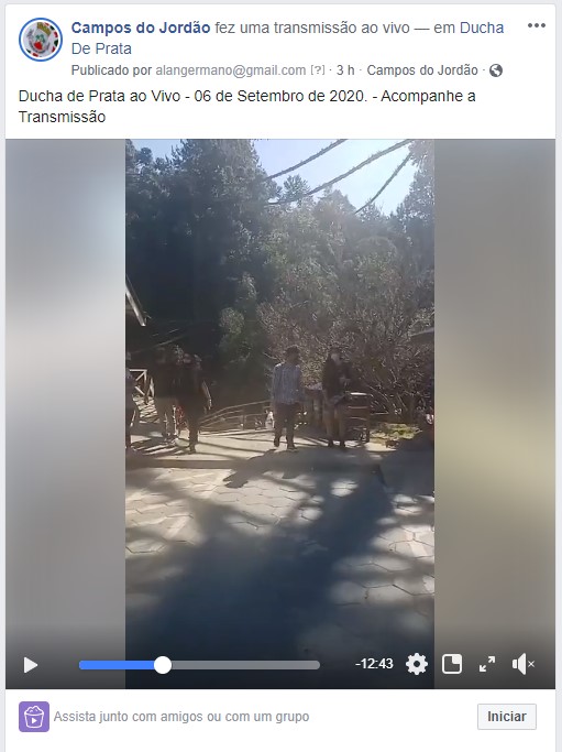 Veja Nossa Live na Ducha de Prata e Parque Capivari nesse domingo 6 de Setembro de 2020